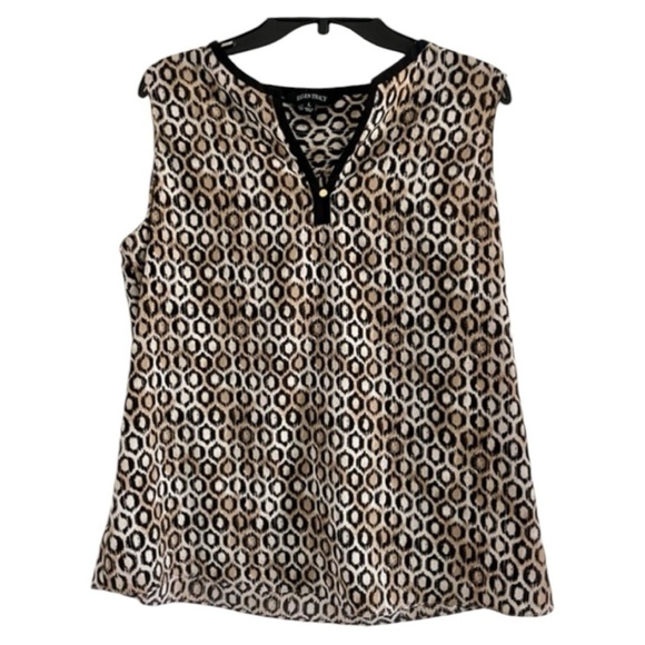 ELLEN TRACY Women’s Chiffon Leopard Multi-Colored‎ Sleeveless Top V-Neck-Size L - Picture 1 of 4